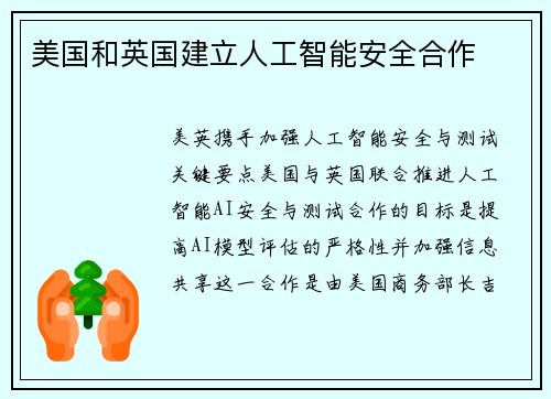 美国和英国建立人工智能安全合作 